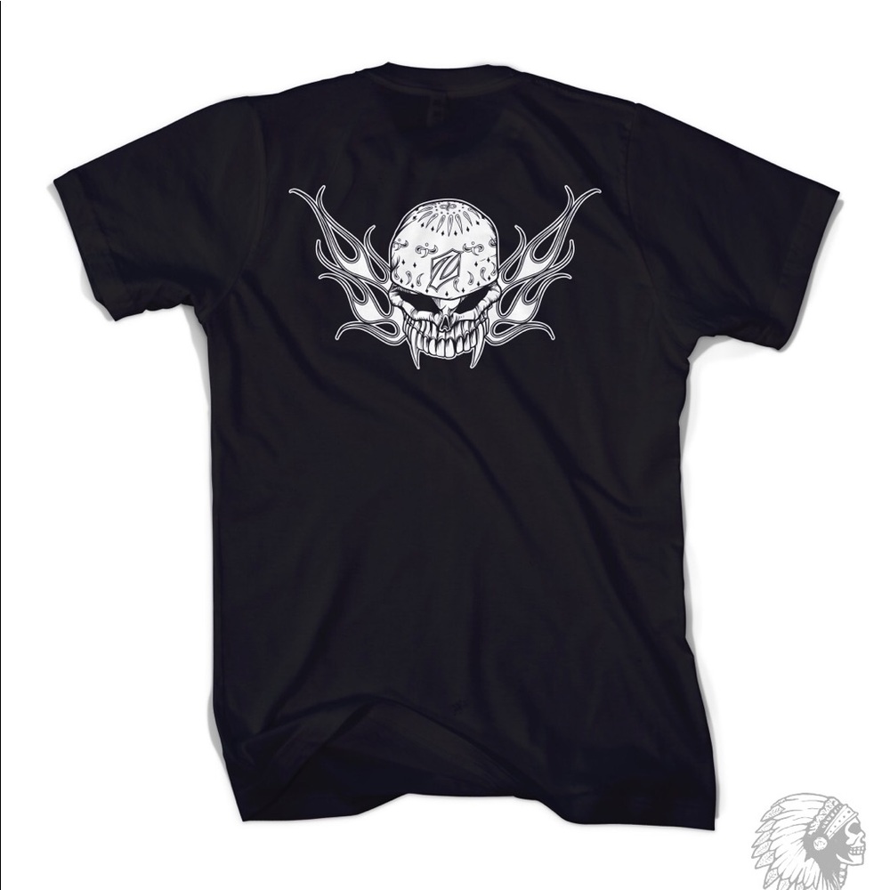 COPY - Black T-shirt with skull flames bandana